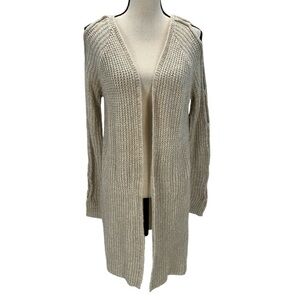 OHMG Long Cut Out Sleeve Open Front Cardigan Sweater - Cream - size XL
